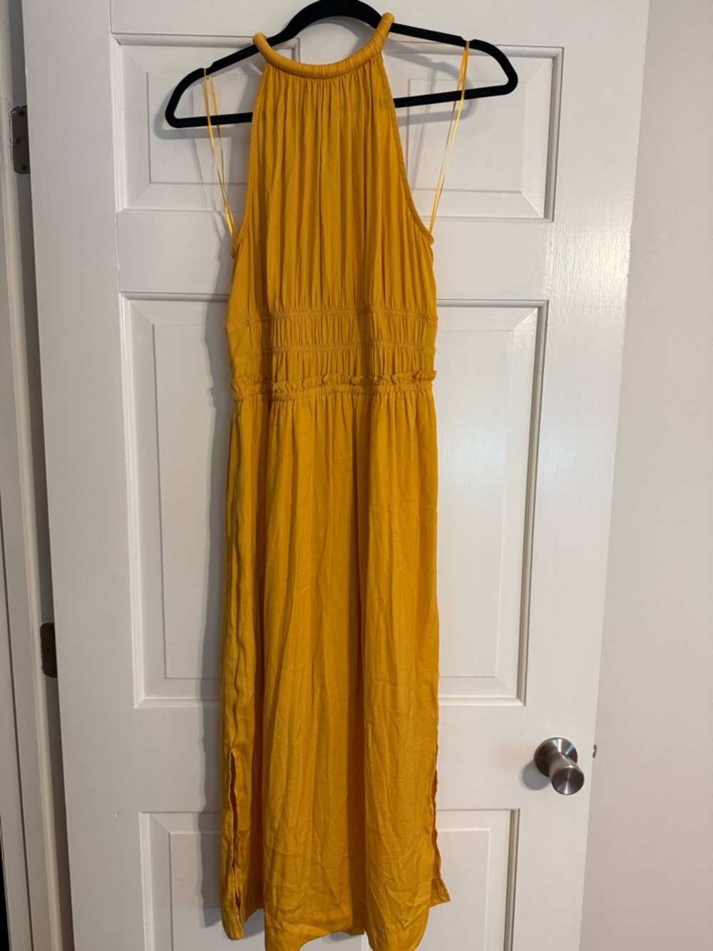 Tahari Mustard Halter Maxi Dress